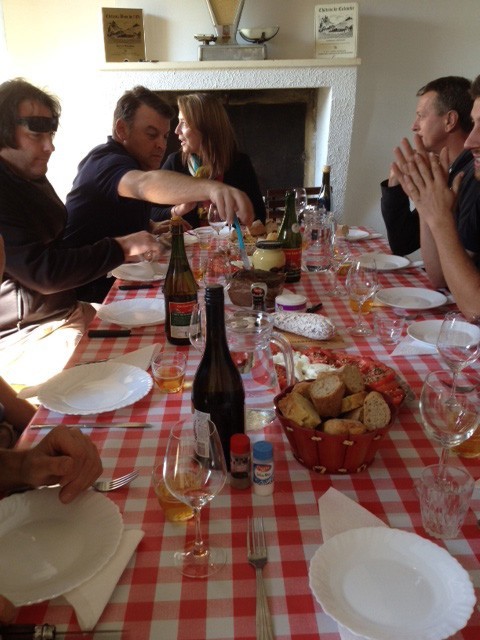 Our first harvest lunch – quite a spread, but certainly worth pacing yourself – accompanied by six interesting wines including very tasty 1999 and 2001 Château La Clarière, of course