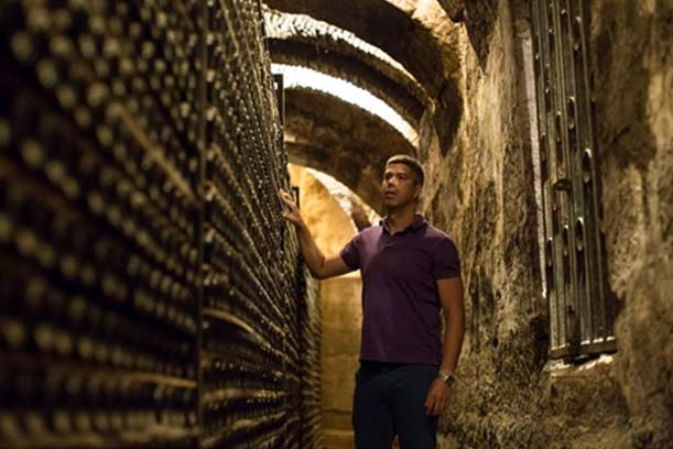 Javier looking through the reserva wines, which reach back to 1882