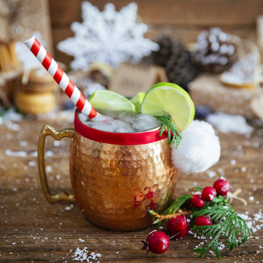 Christmas Moscow Mule cocktail