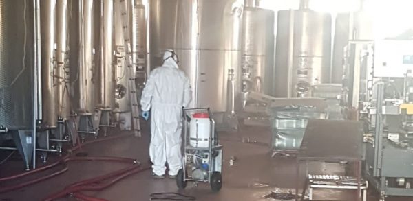 Sanitisation process in winery